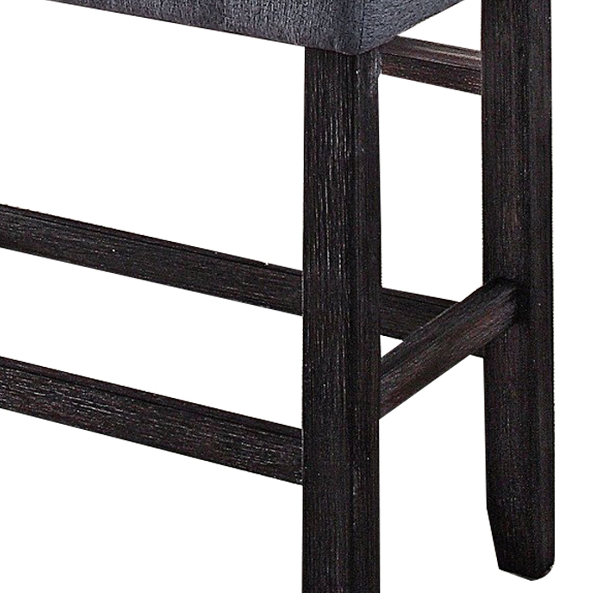 Benjara Rectangular Fabric Counter Height Bench with Padded Seat, Brown And Blue