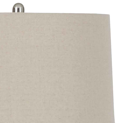 Benjara Textured Ceramic Frame Table Lamp with Fabric Shade, Beige And White