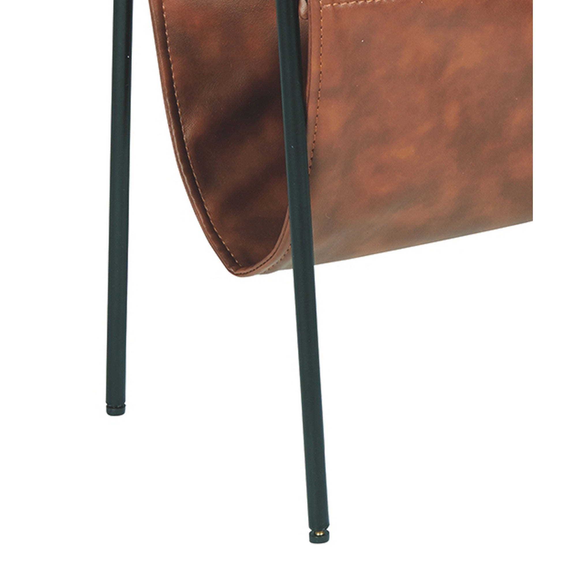 Benjara Marble Top Accent Table with Faux Leather Swing Holder, White And Brown