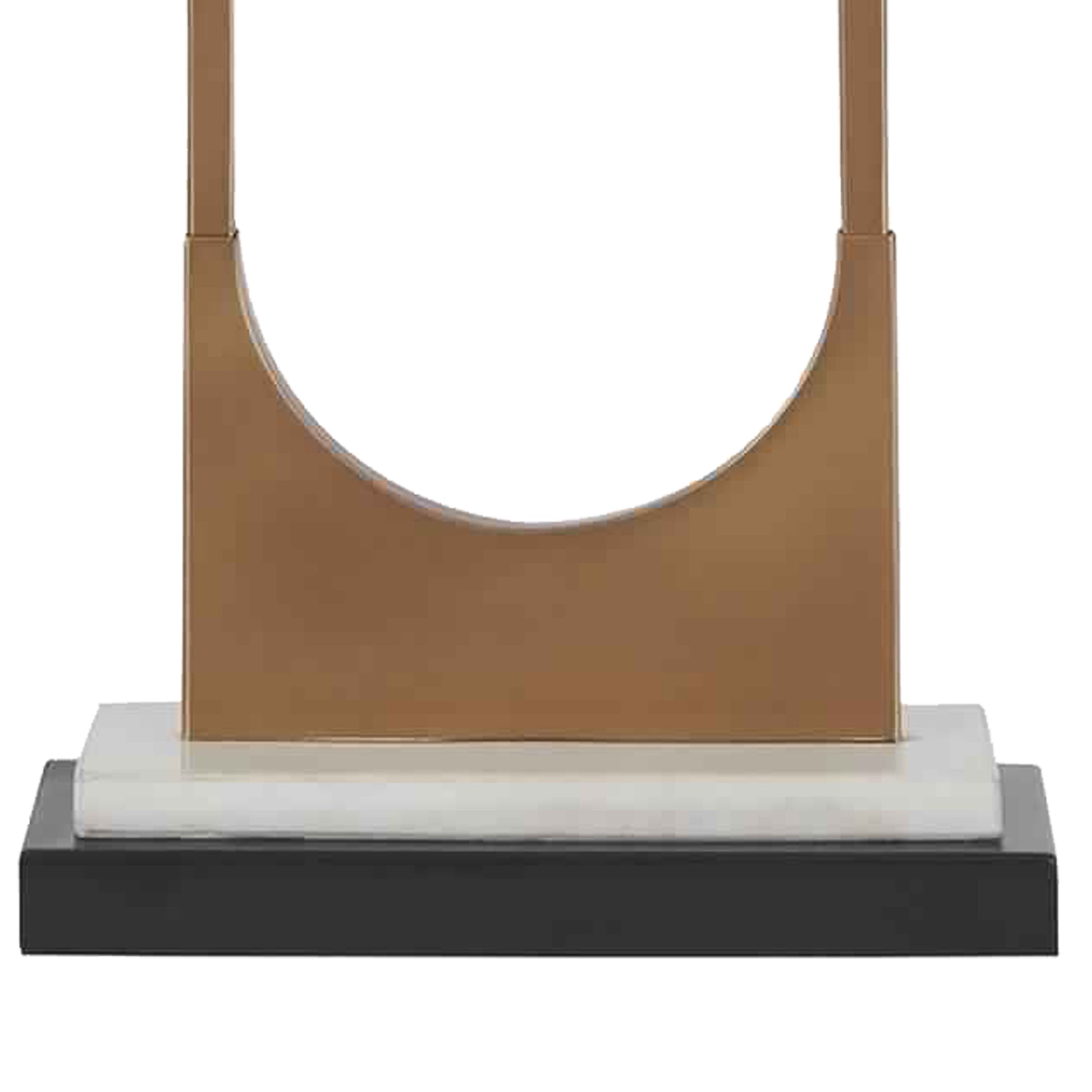 Benjara U Shaped Metal Body Table Lamp With Marble Base, Gold And Black