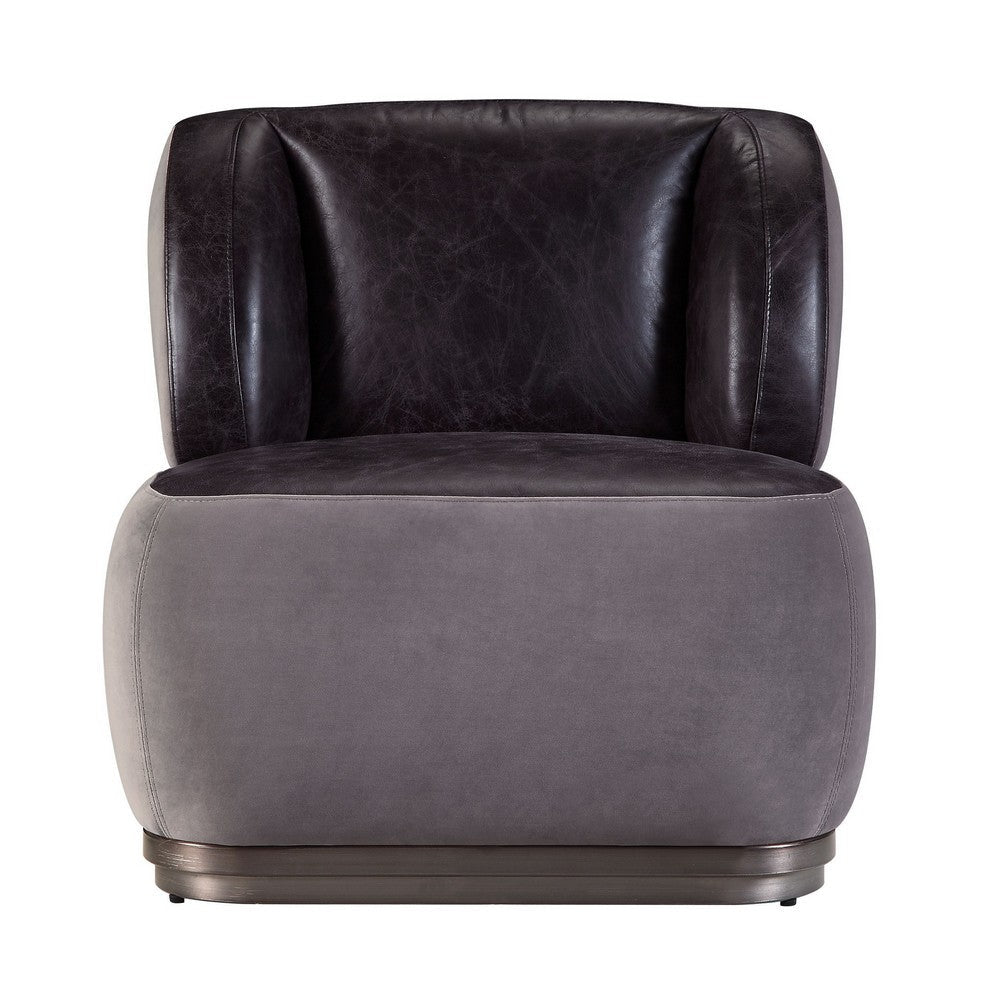 Benjara Leatherette Accent Chair with Wingback Design Backrest, Black And Gray