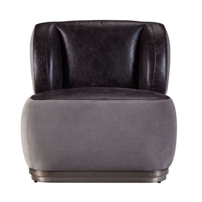 Benjara Leatherette Accent Chair with Wingback Design Backrest, Black And Gray
