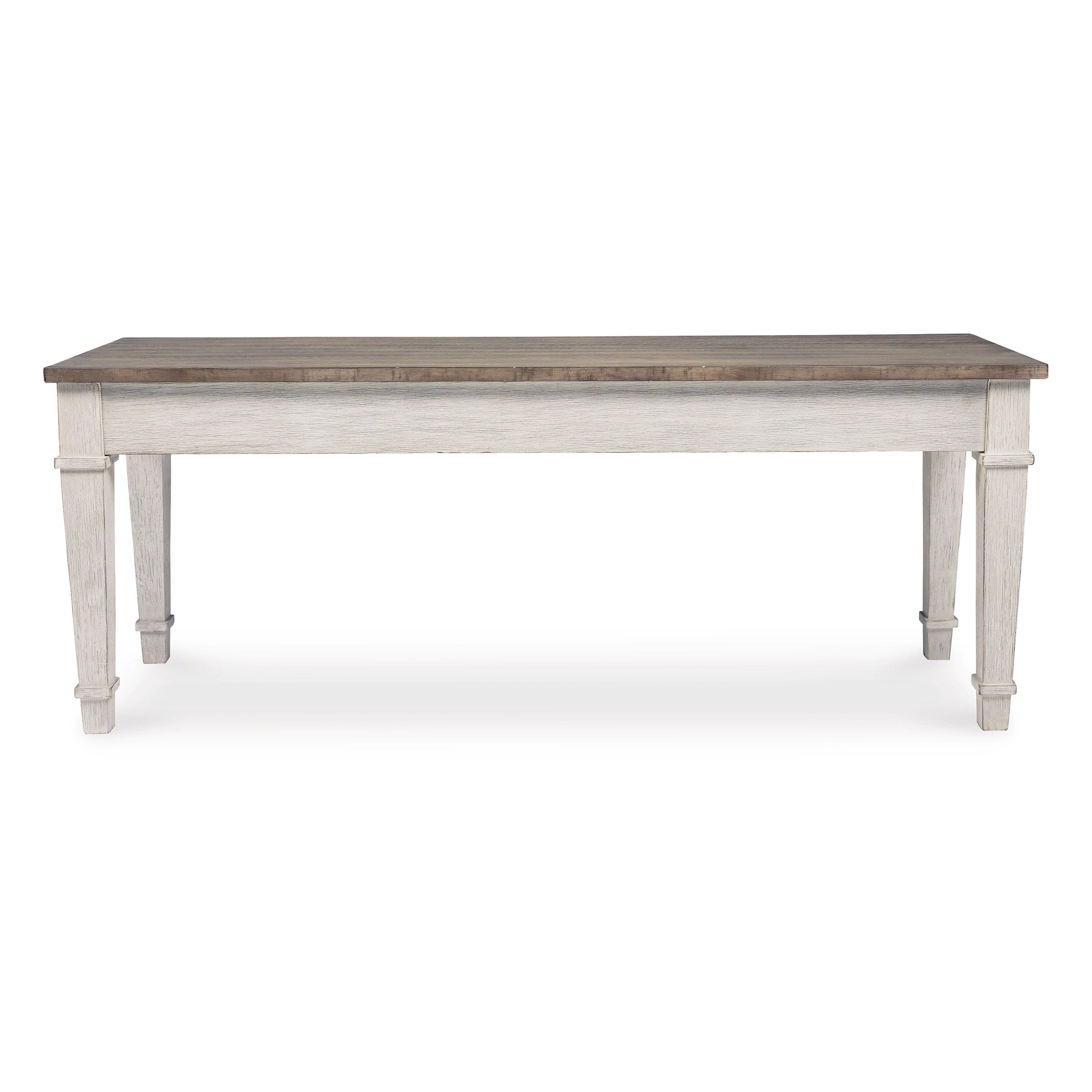 Benjara Rectangular Wooden Bench With Under Seat Storage, Antique White And Brown
