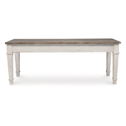 Benjara Rectangular Wooden Bench With Under Seat Storage, Antique White And Brown