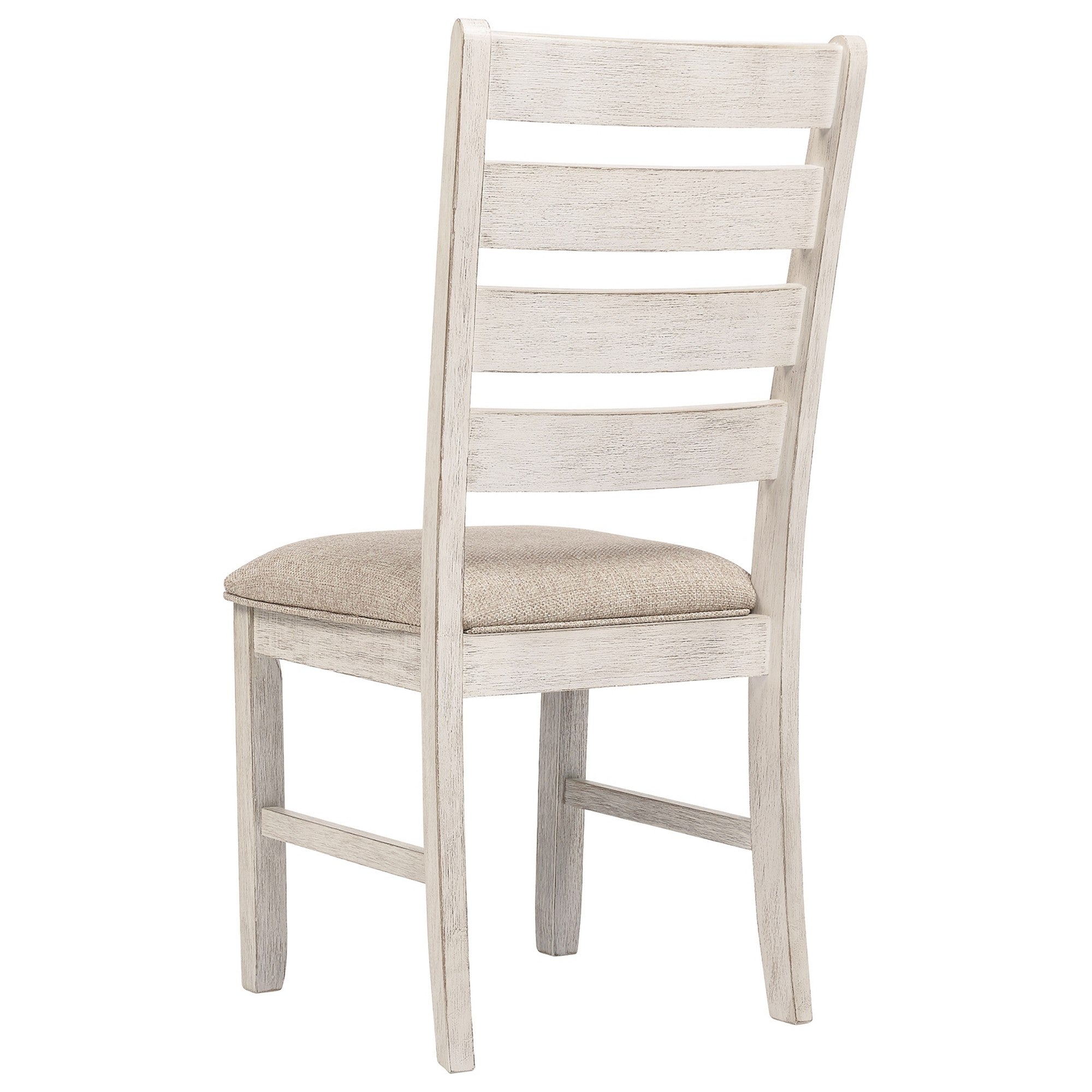 Benjara Fabric Dining Side Chair With Ladder Back, Set Of 2, White And Brown