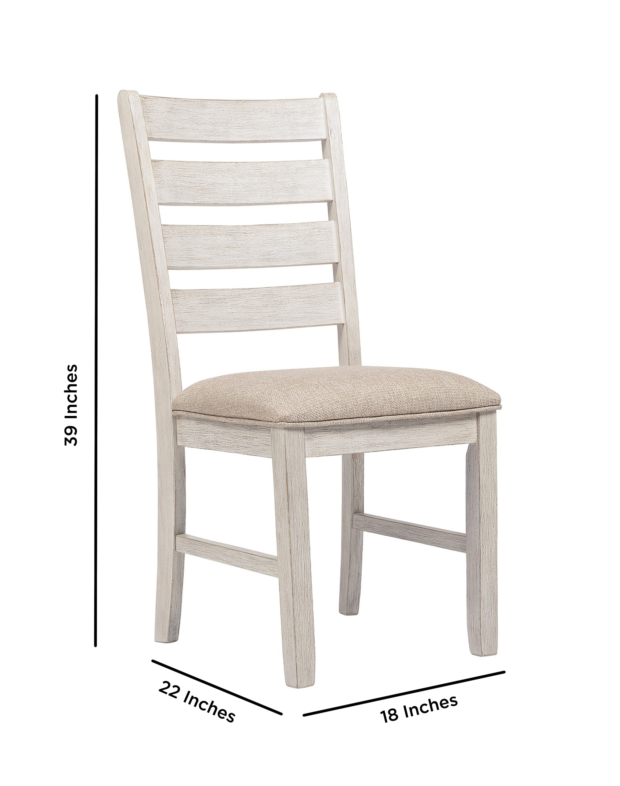 Benjara Fabric Dining Side Chair With Ladder Back, Set Of 2, White And Brown