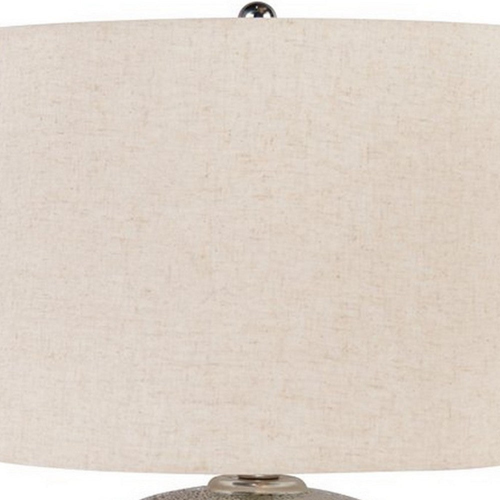 Benjara Bellied metal Body Table Lamp with Splotched Details, Brass And Cream
