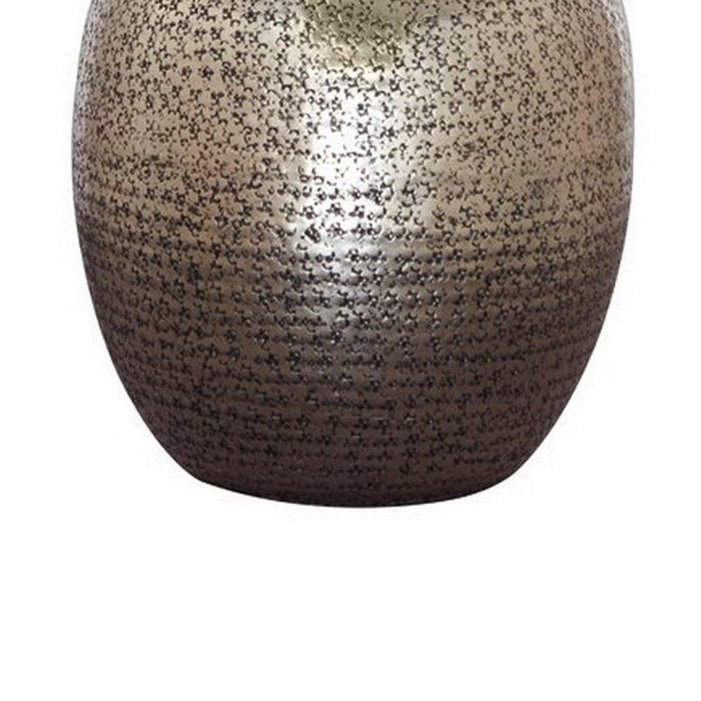 Benjara Bellied metal Body Table Lamp with Splotched Details, Brass And Cream