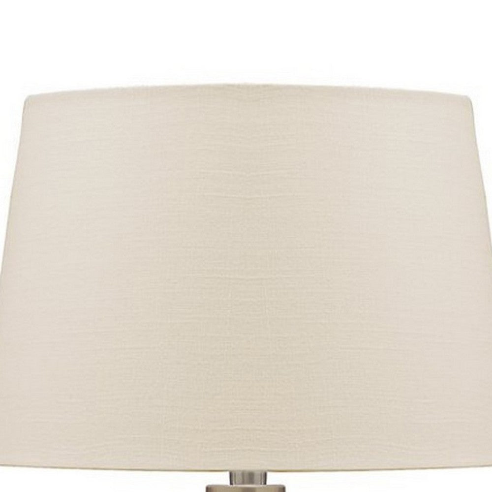 Benjara Mercury Glass Table Lamp with Drum Shade, Gold And Beige