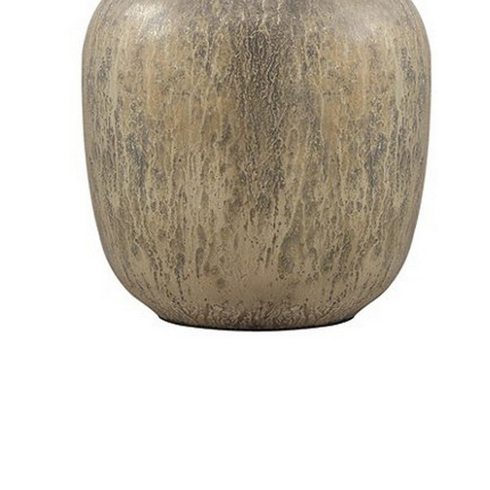 Benjara Mercury Glass Table Lamp with Drum Shade, Gold And Beige