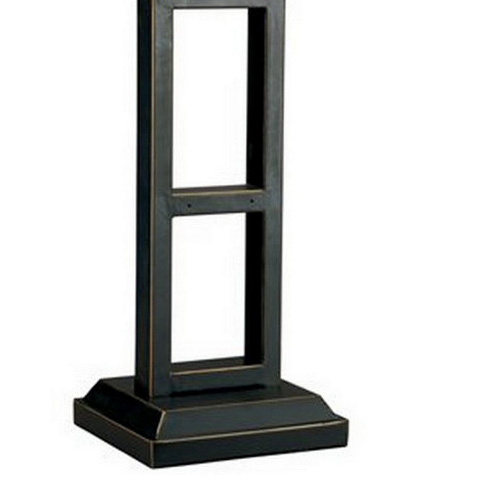 Benjara Geometric Metal Body Table Lamp with Fabric Shade, Set of 2,Black And White