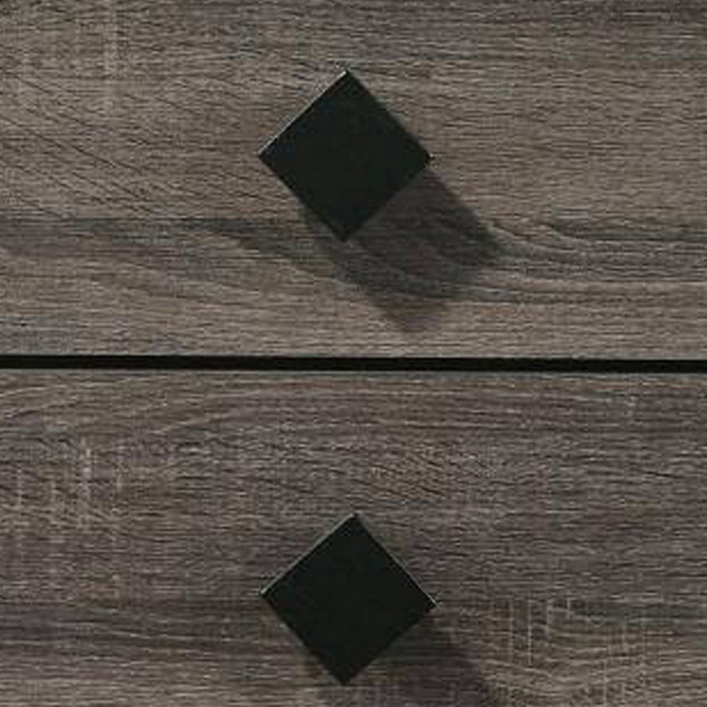 Benjara 2 Drawer Wooden Nightstand with Grains And Angled Legs, Gray