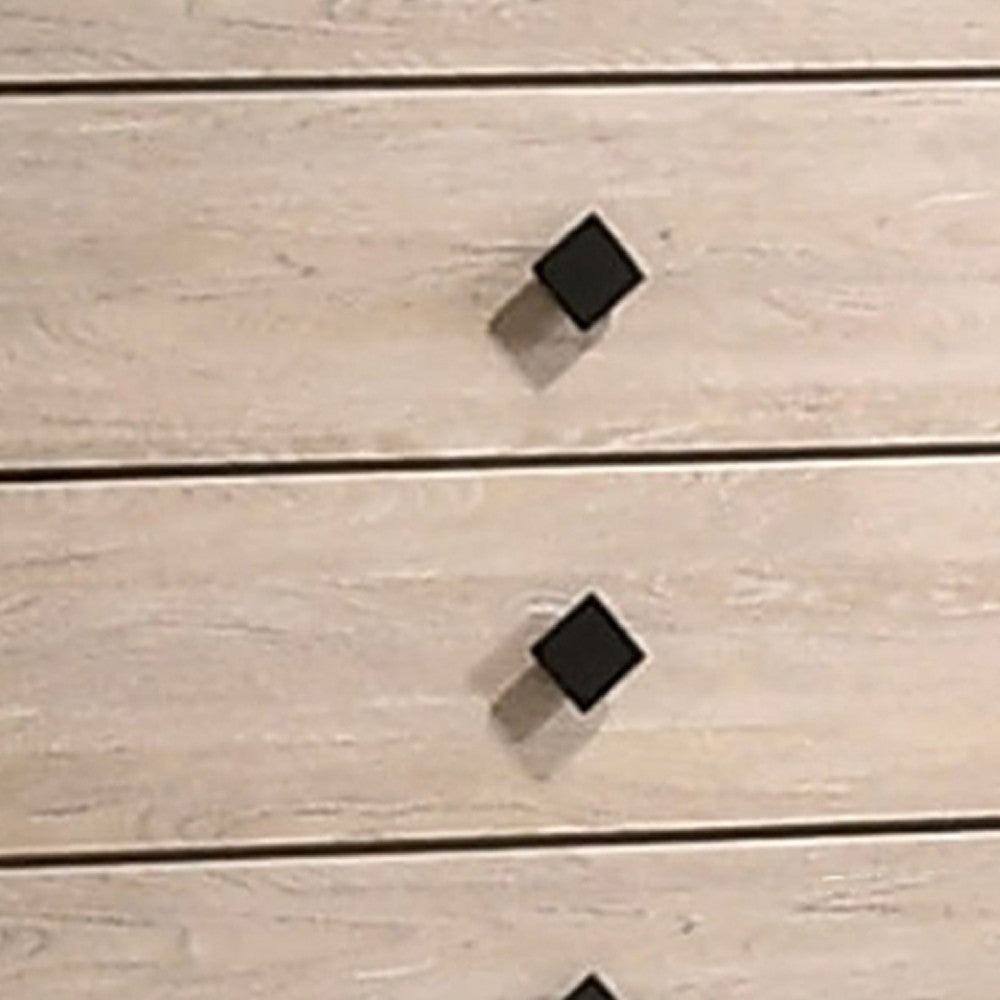 Benjara 4 Drawer Wooden Chest with Grains And Angled Legs, Cream