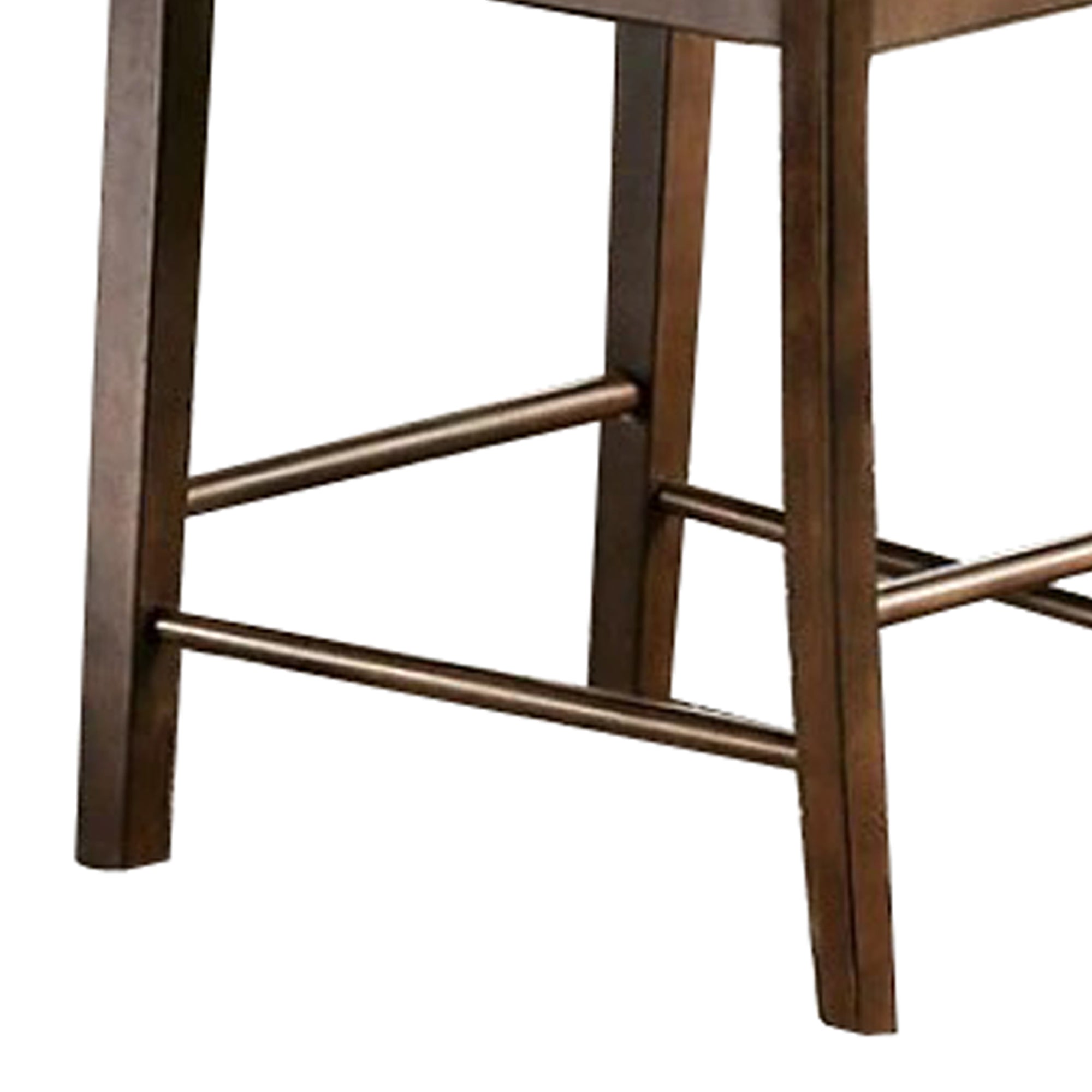 Benjara Fabric Counter Height Chair with Sloped Open Back,Set of 2, Walnut Brown
