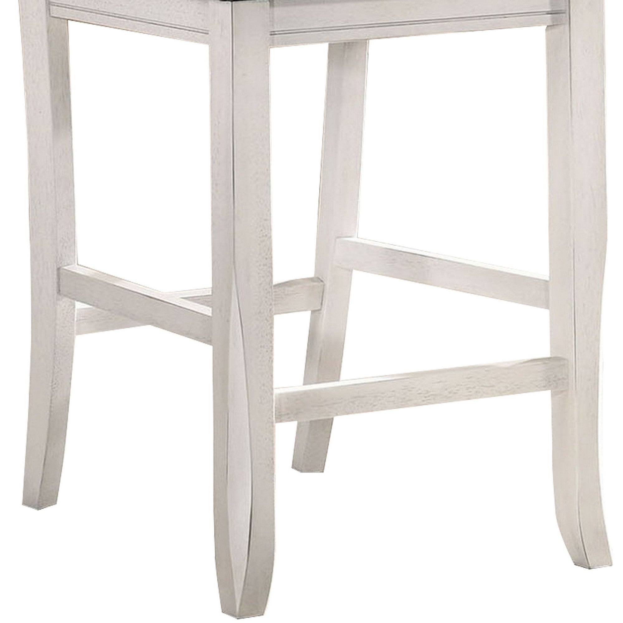 Benjara Wooden Counter Height Chair with Curved Back, Set of 2, White And Gray
