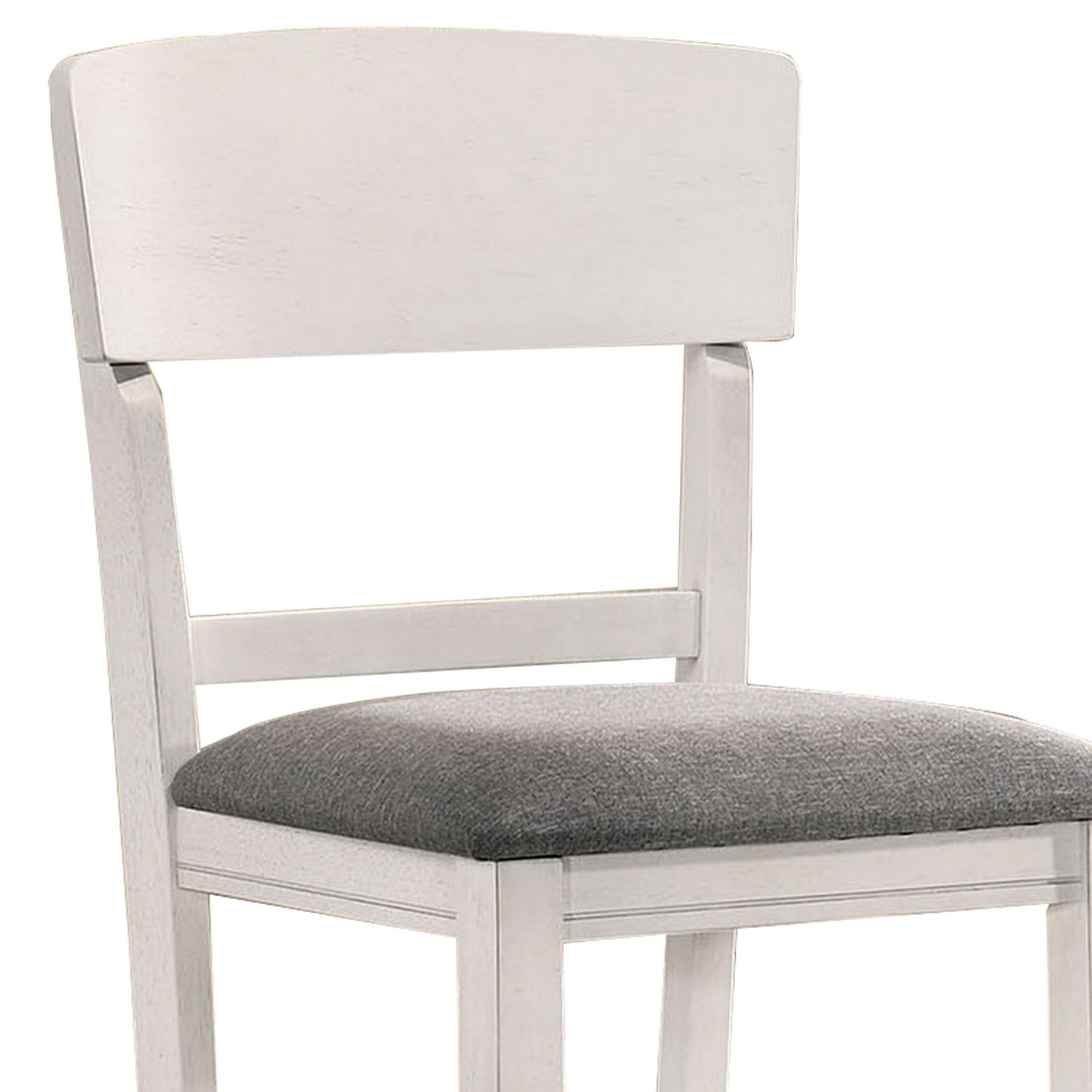 Benjara Wooden Counter Height Chair with Curved Back, Set of 2, White And Gray