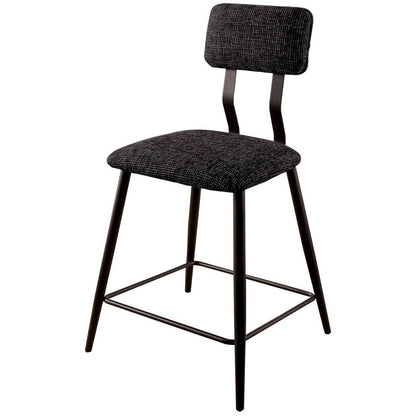 Benjara Fabric Counter Height Chairs with Angled Metal Legs, Set of 2, Black