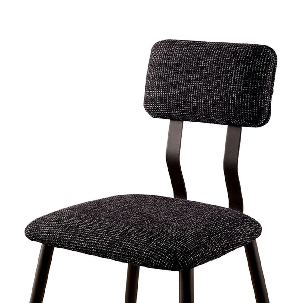 Benjara Fabric Counter Height Chairs with Angled Metal Legs, Set of 2, Black