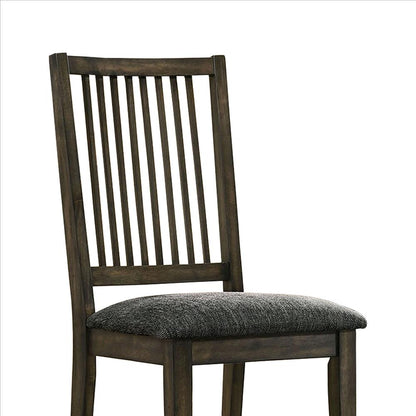 Benjara Curved Slatted Back Wooden Side Chair, Set of 2, Brown