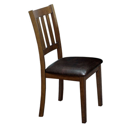 Benjara 3 Piece Round Dining Table And Leatherette Chair Set, Brown