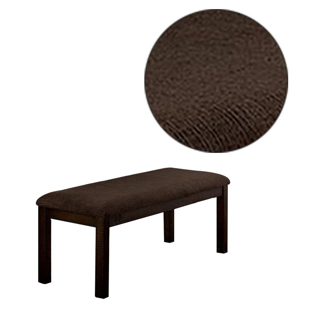 Benjara 18 Inch Padded Bench with Wooden Frame, Brown