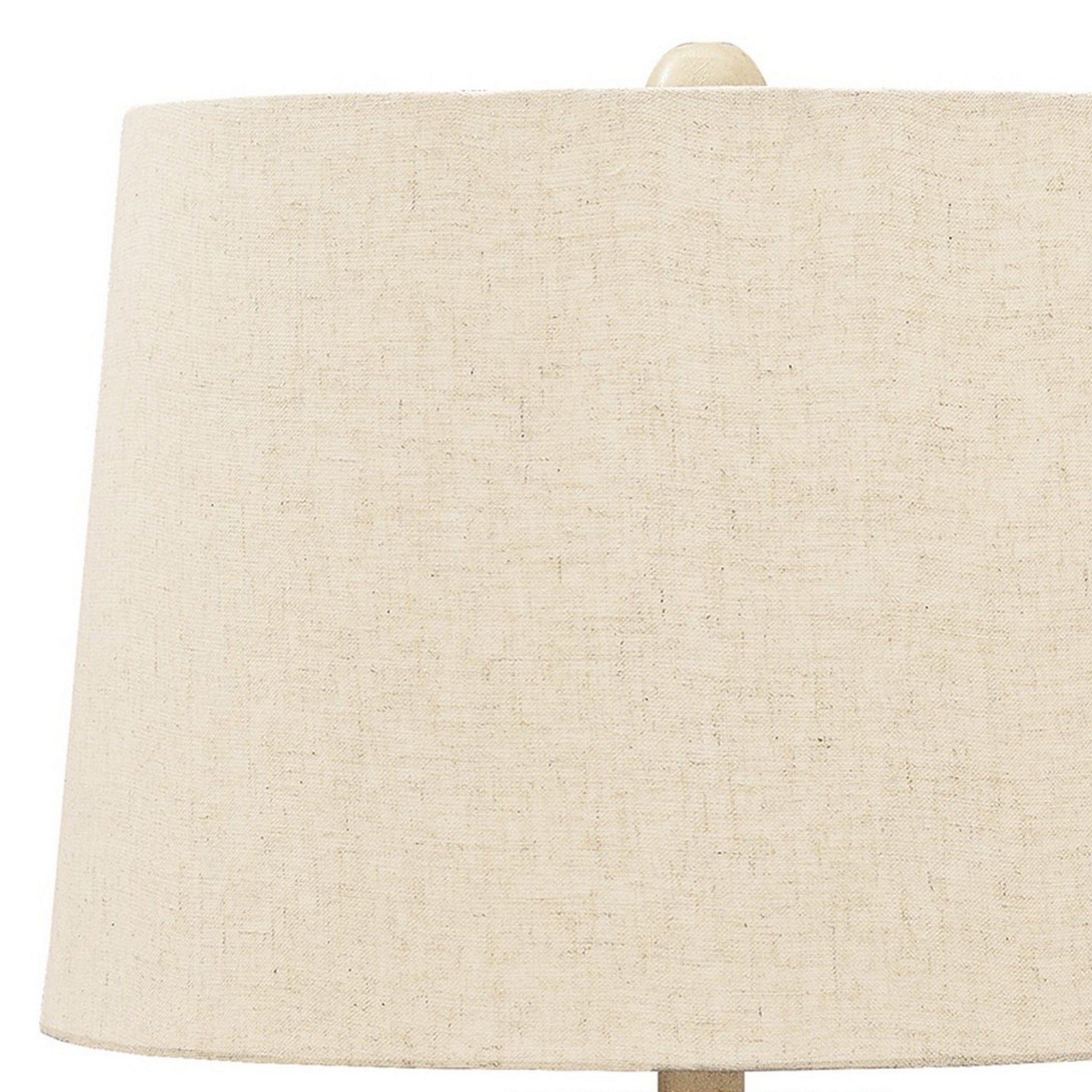 Benjara Drum Shade Table Lamp with Paper Composite Base, Beige