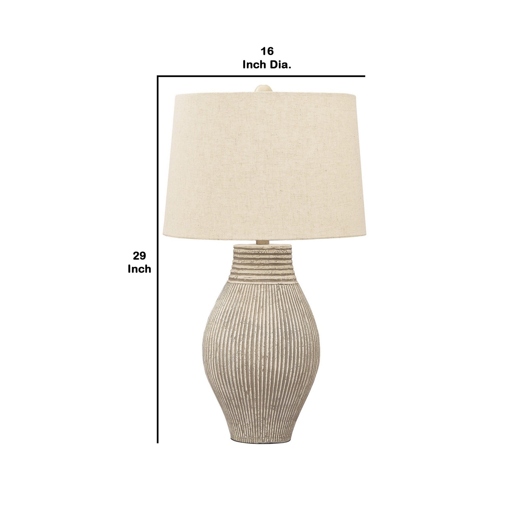 Benjara Drum Shade Table Lamp with Paper Composite Base, Beige