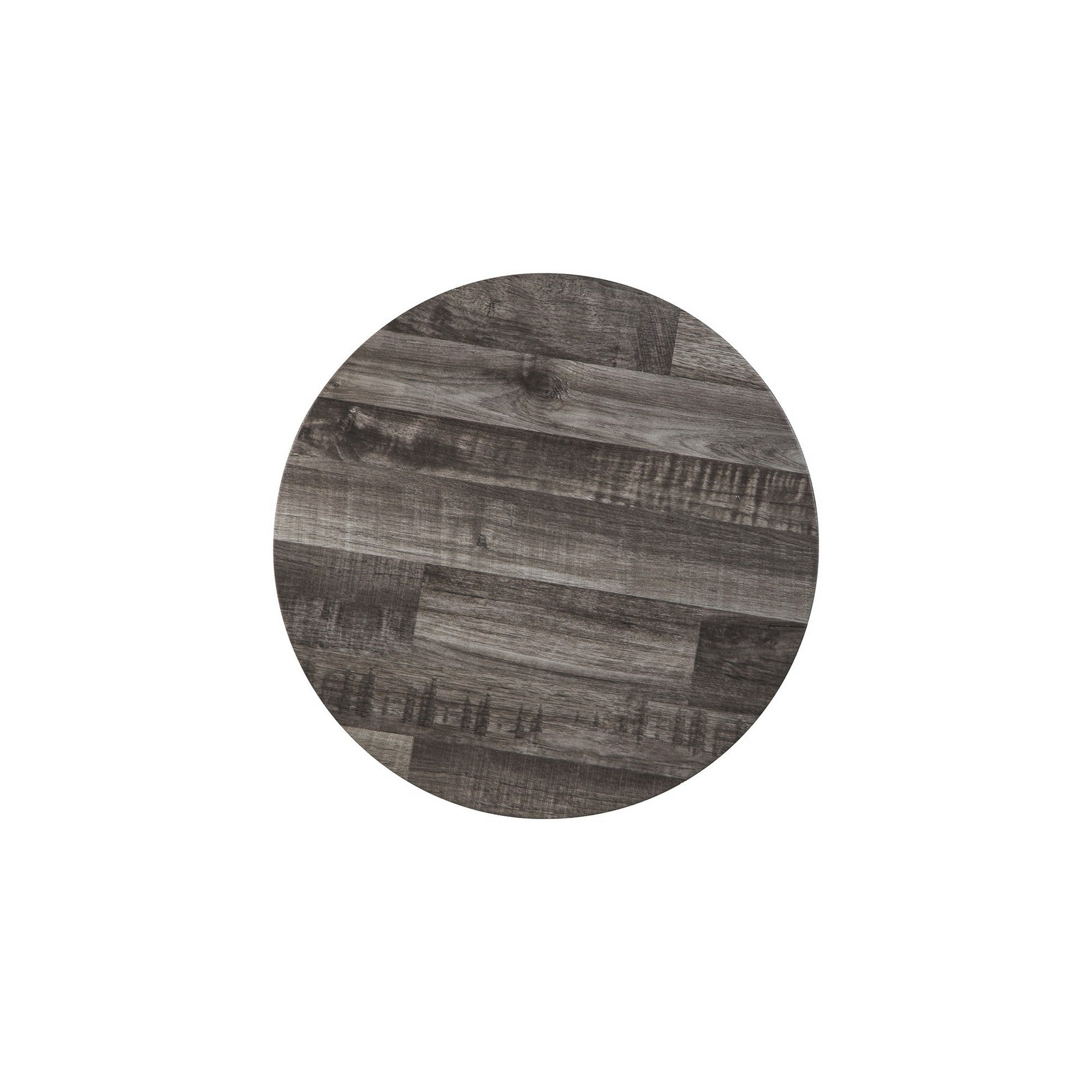 Benjara Round Wooden Top Metal Accent Table, Set of 2, Gray And Black