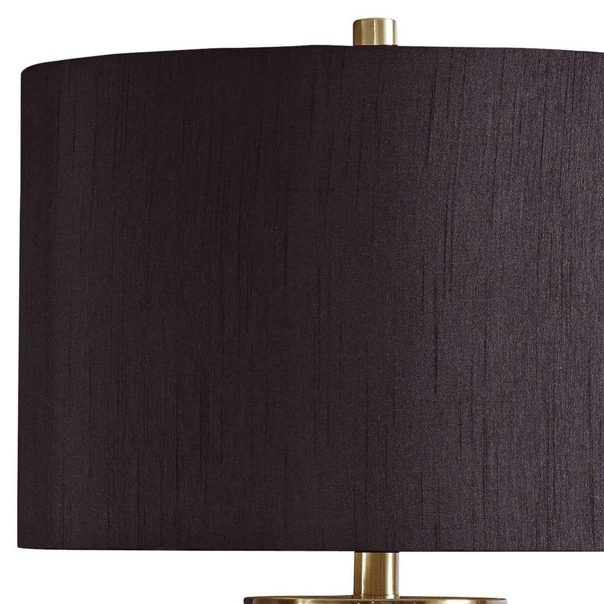 Benjara Faux Concrete And Metal Base Table Lamp, Set of 2, Brass And Gray