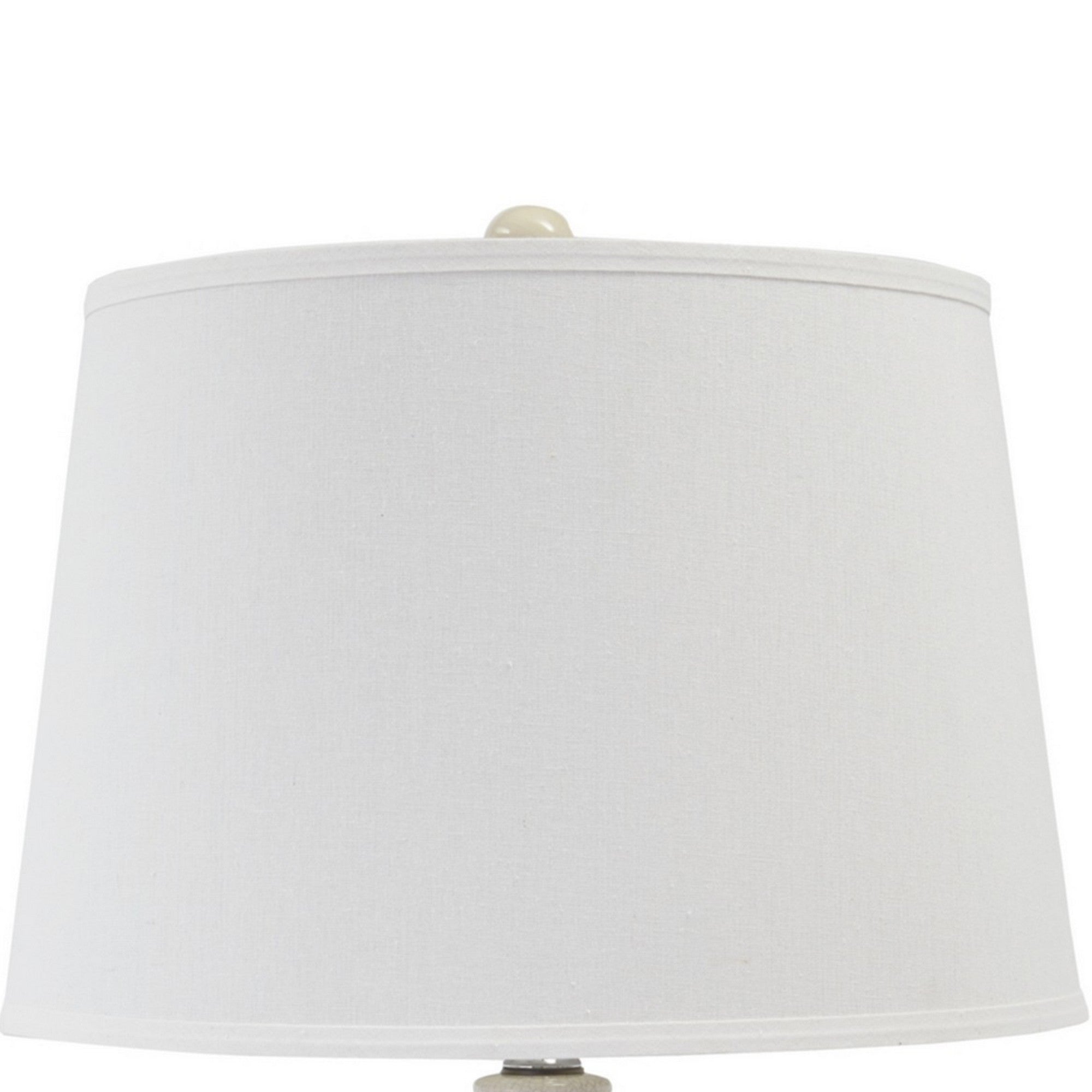 Benjara Hardback Shade Table Lamp with Double Gourd Ceramic Base, Cream