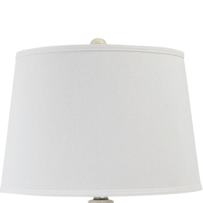 Benjara Hardback Shade Table Lamp with Double Gourd Ceramic Base, Cream