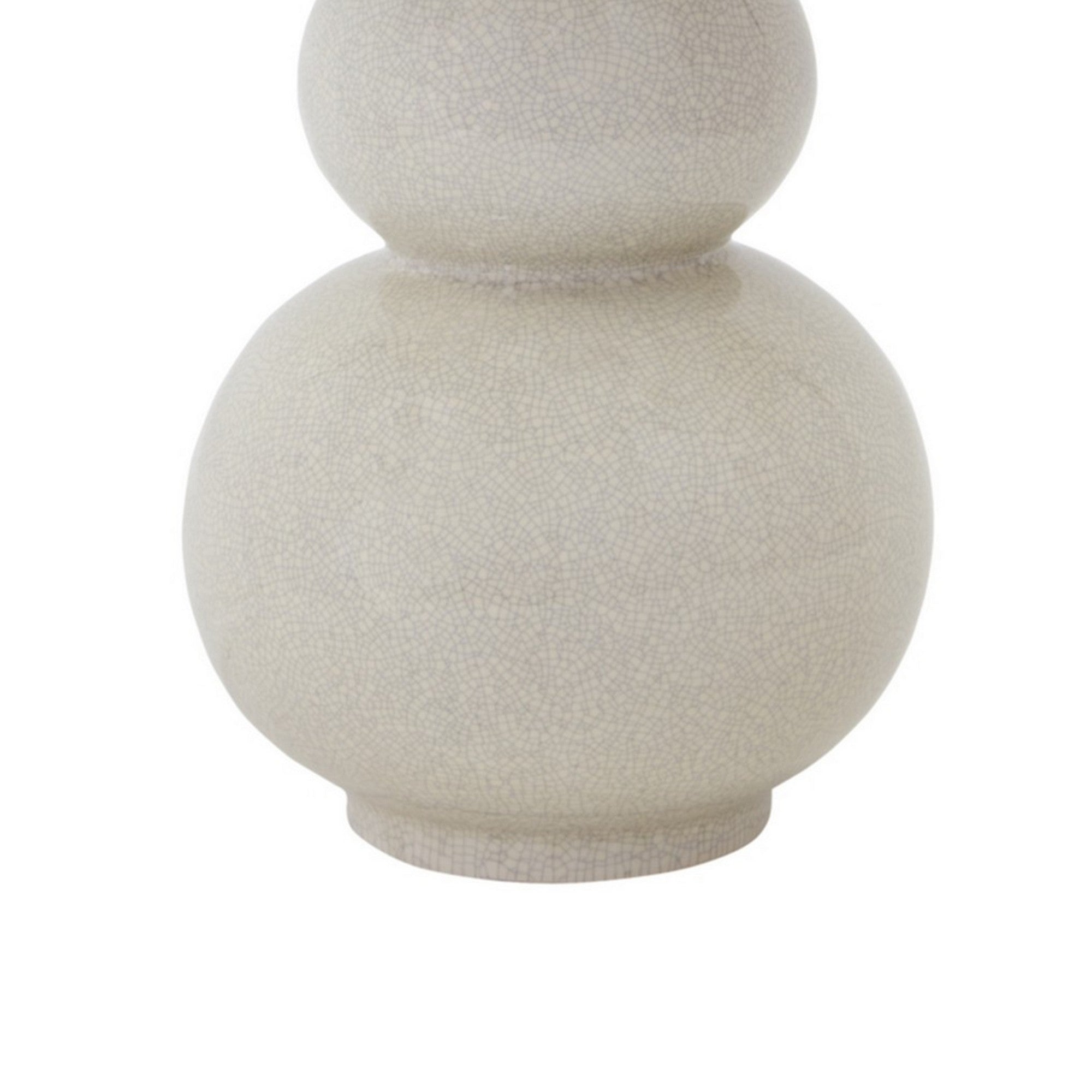 Benjara Hardback Shade Table Lamp with Double Gourd Ceramic Base, Cream