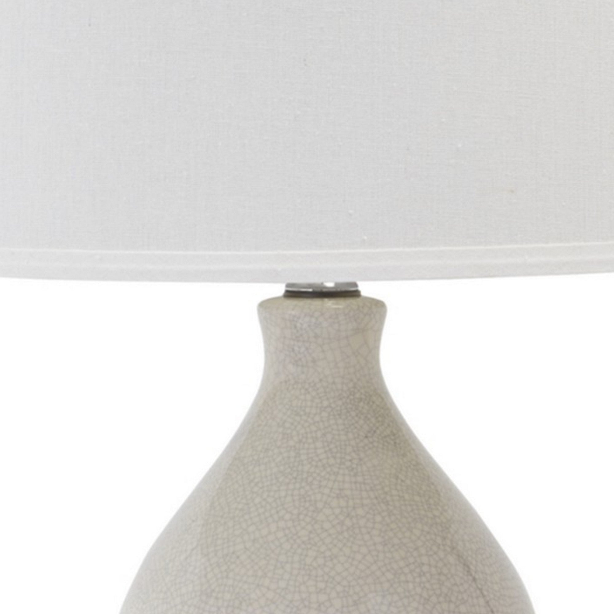 Benjara Hardback Shade Table Lamp with Double Gourd Ceramic Base, Cream