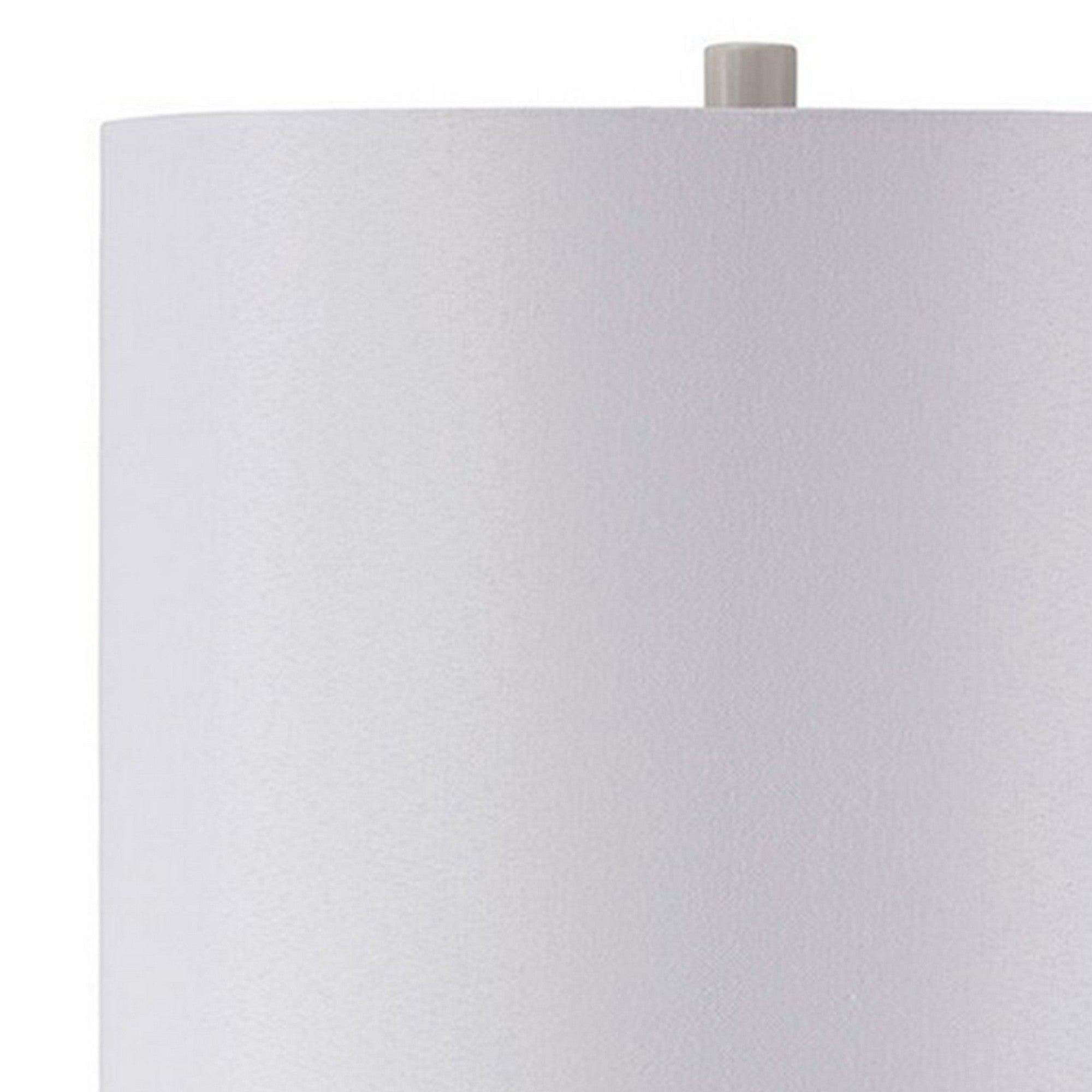 Benjara Carved Ceramic Base Table Lamp with Drum Shade, Set of 2, White