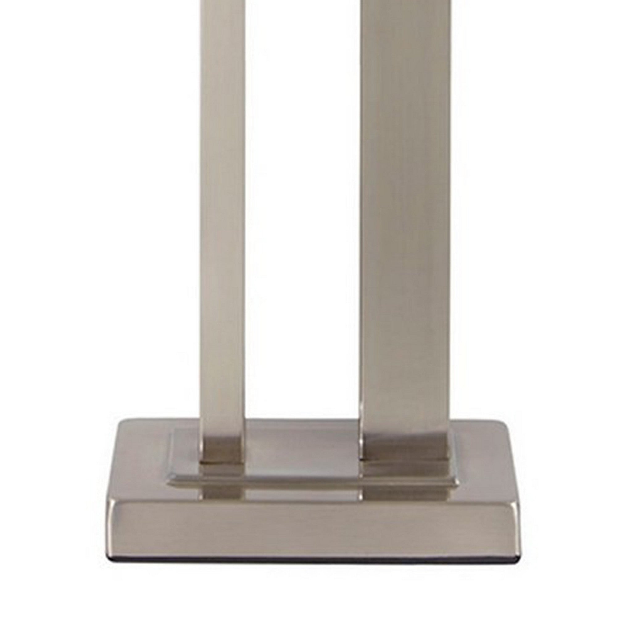 Benjara Metal Frame Table Lamp with Hardback Shade, Set of 2, White And Silver