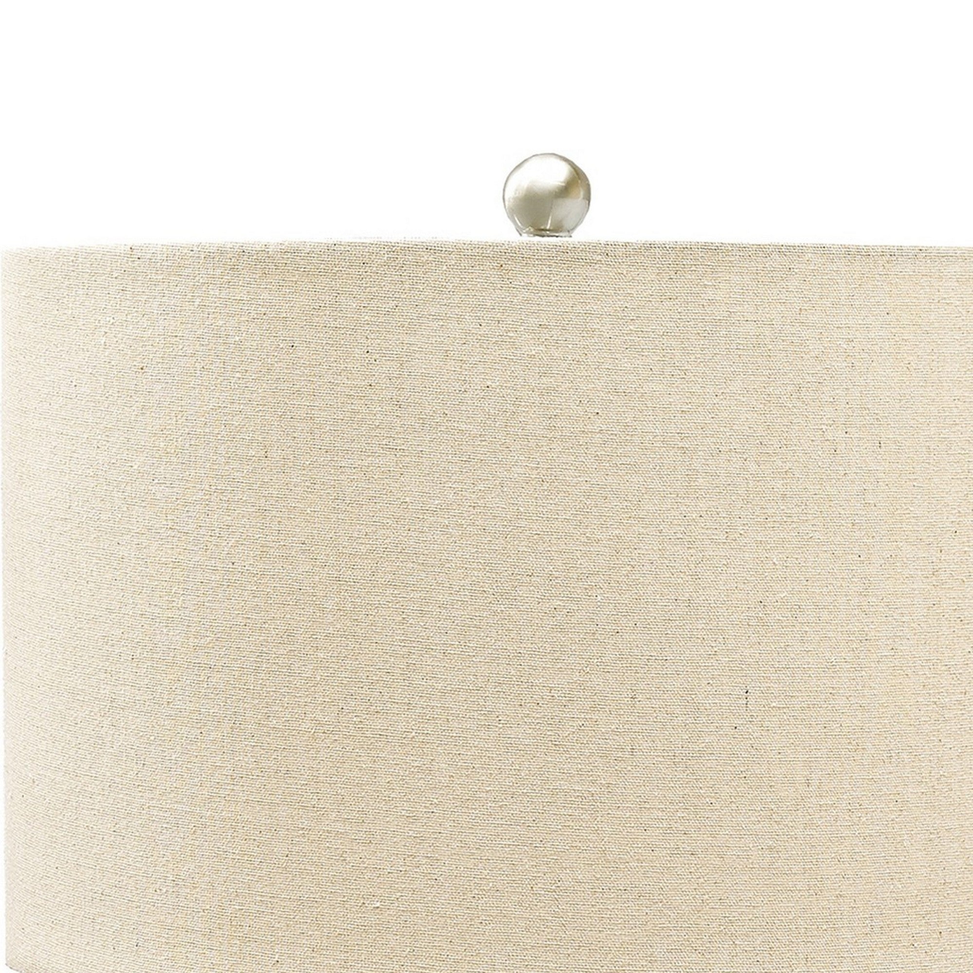 Benjara Speckled Ceramic Base Table Lamp with Drum Shade, Beige