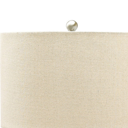 Benjara Speckled Ceramic Base Table Lamp with Drum Shade, Beige