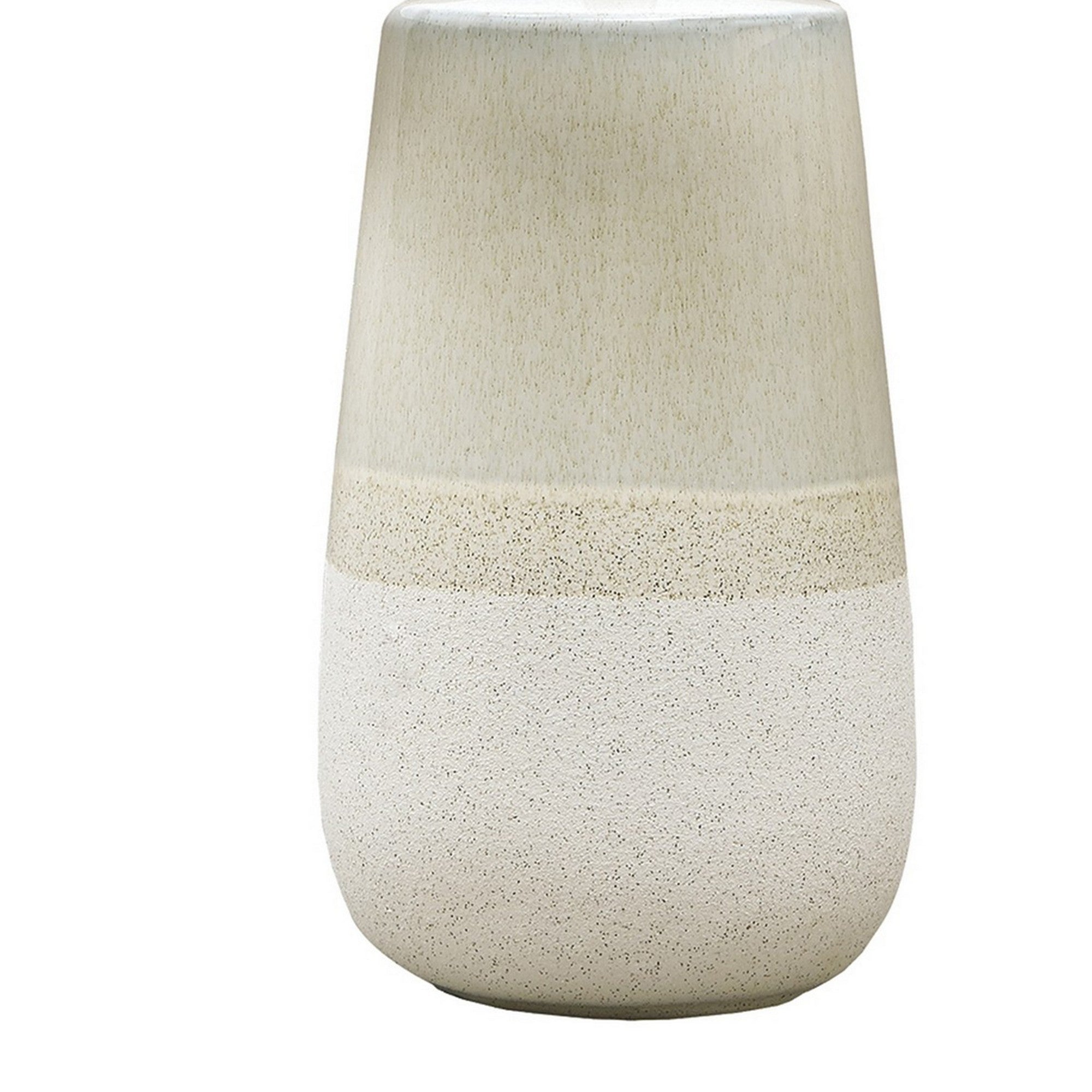 Benjara Speckled Ceramic Base Table Lamp with Drum Shade, Beige
