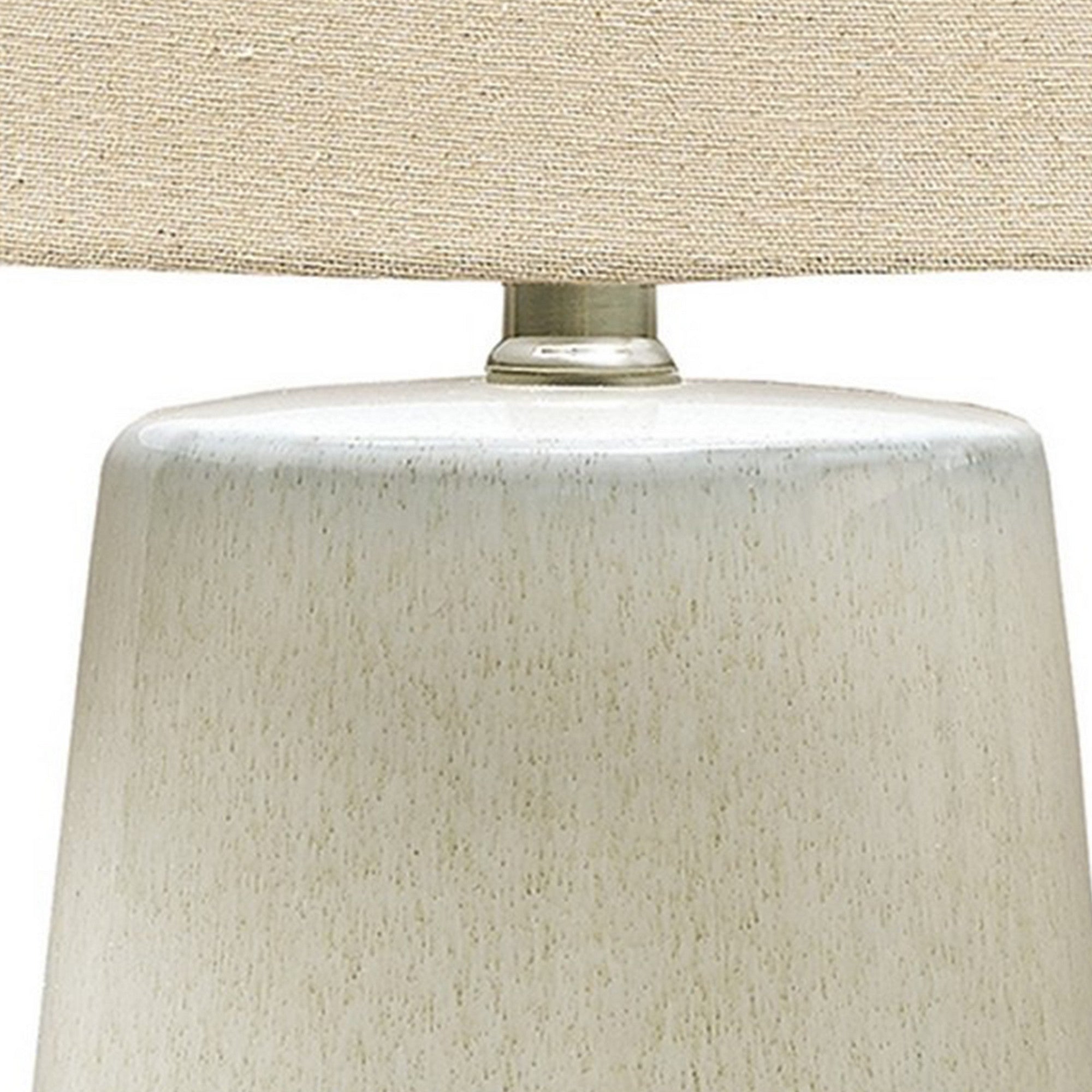 Benjara Speckled Ceramic Base Table Lamp with Drum Shade, Beige