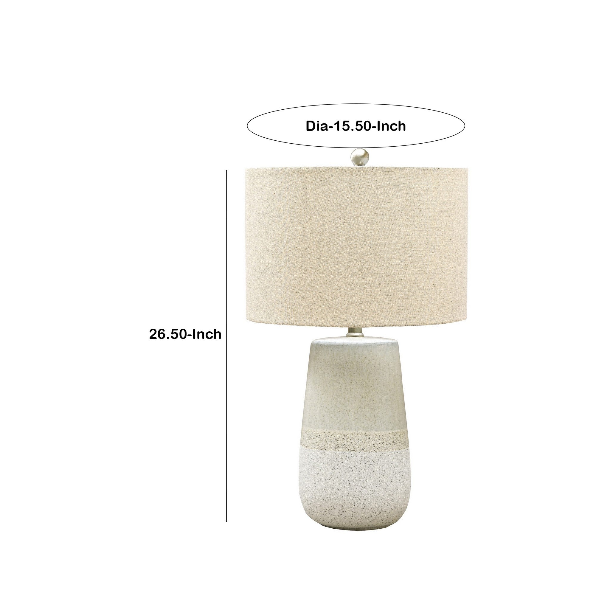 Benjara Speckled Ceramic Base Table Lamp with Drum Shade, Beige