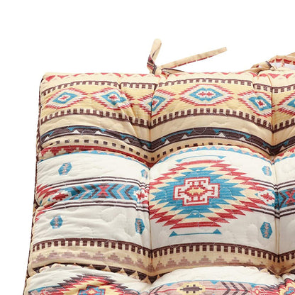 Benjara Tisa Traditional Ikat Pattern Fabric Chair Pad, Multicolor