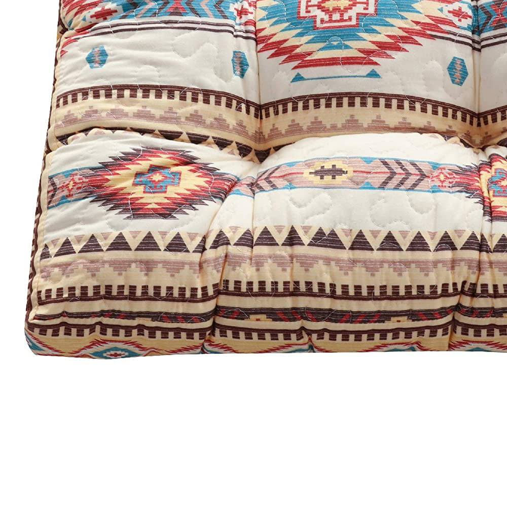 Benjara Tisa Traditional Ikat Pattern Fabric Chair Pad, Multicolor