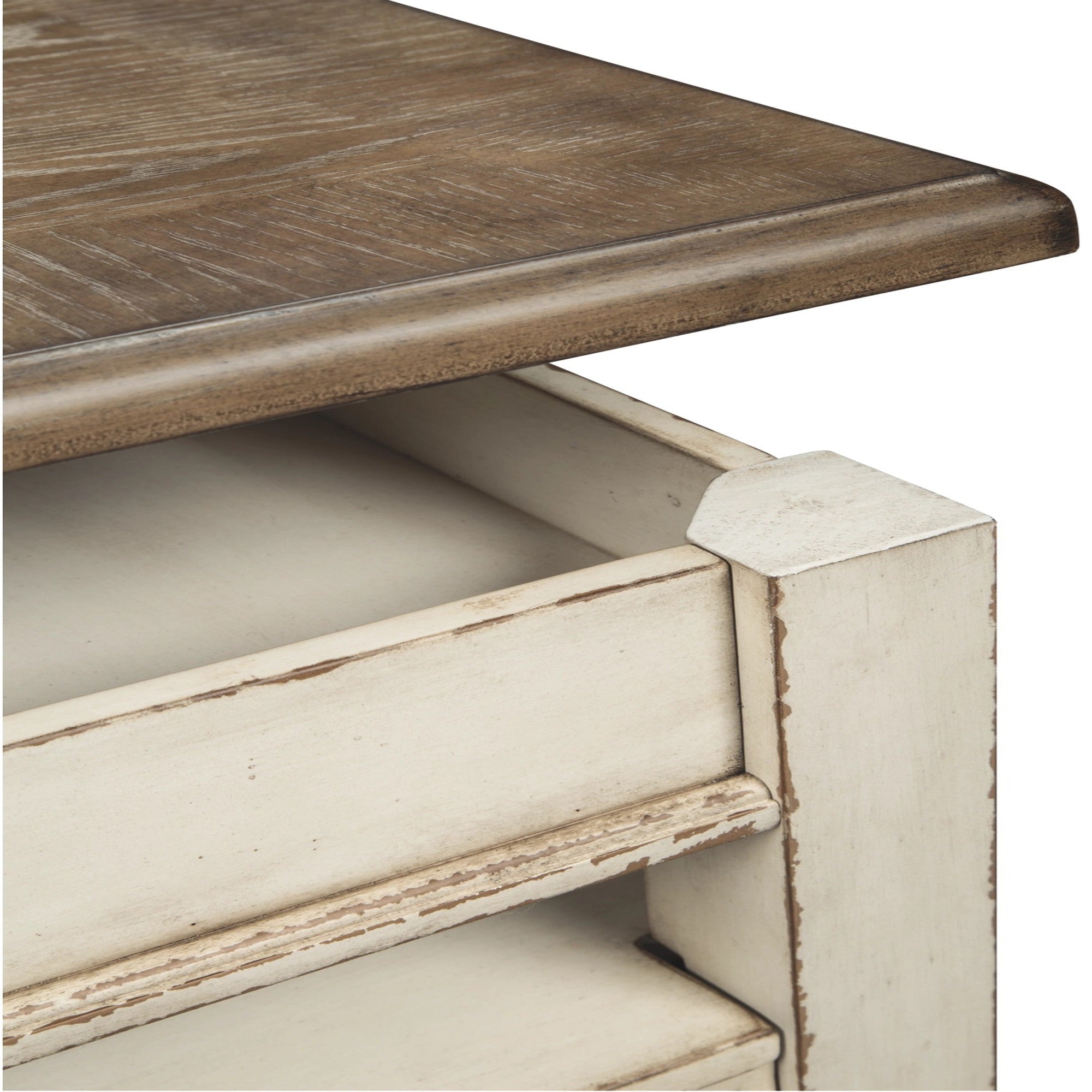 Benjara 18 Inch Lift Top Two Tone Wooden Cocktail Table, White And Brown