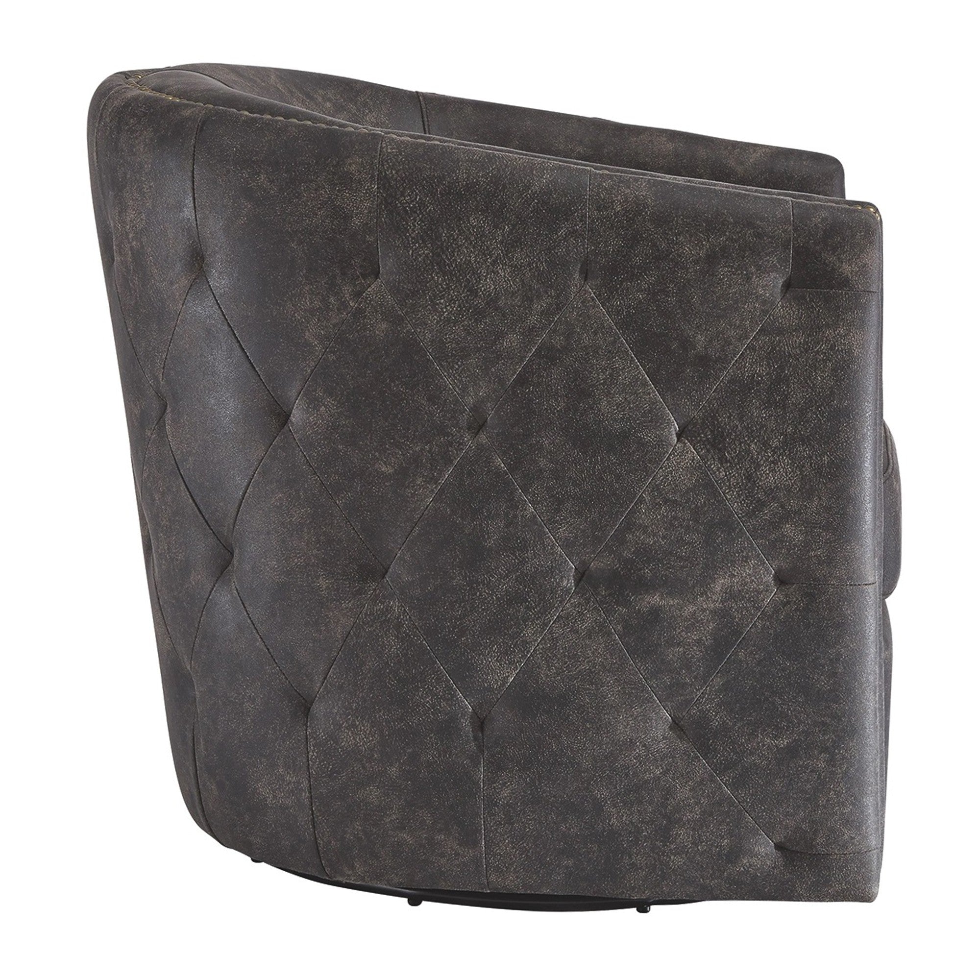 Benjara 31 Inch Barrel Back Leatherette Swivel Accent Chair, Black