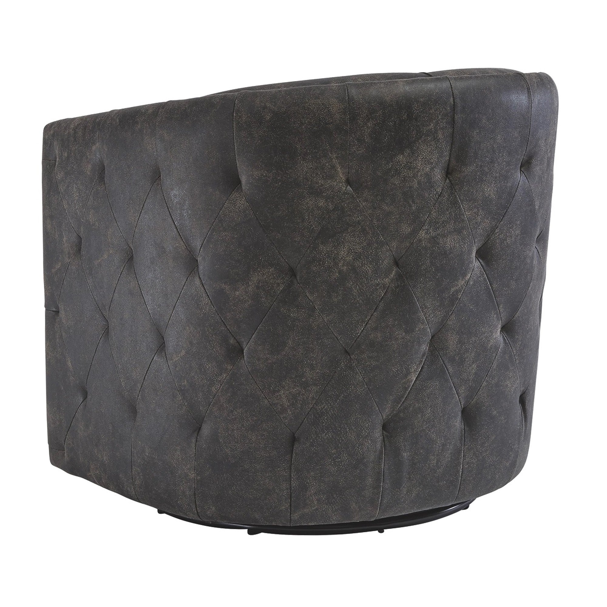 Benjara 31 Inch Barrel Back Leatherette Swivel Accent Chair, Black