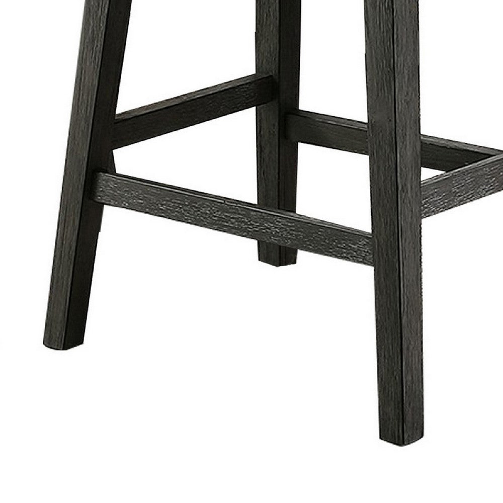 Benjara Fabric Saddle Counter Stool with Nailhead Trim, Set of 2, Gray