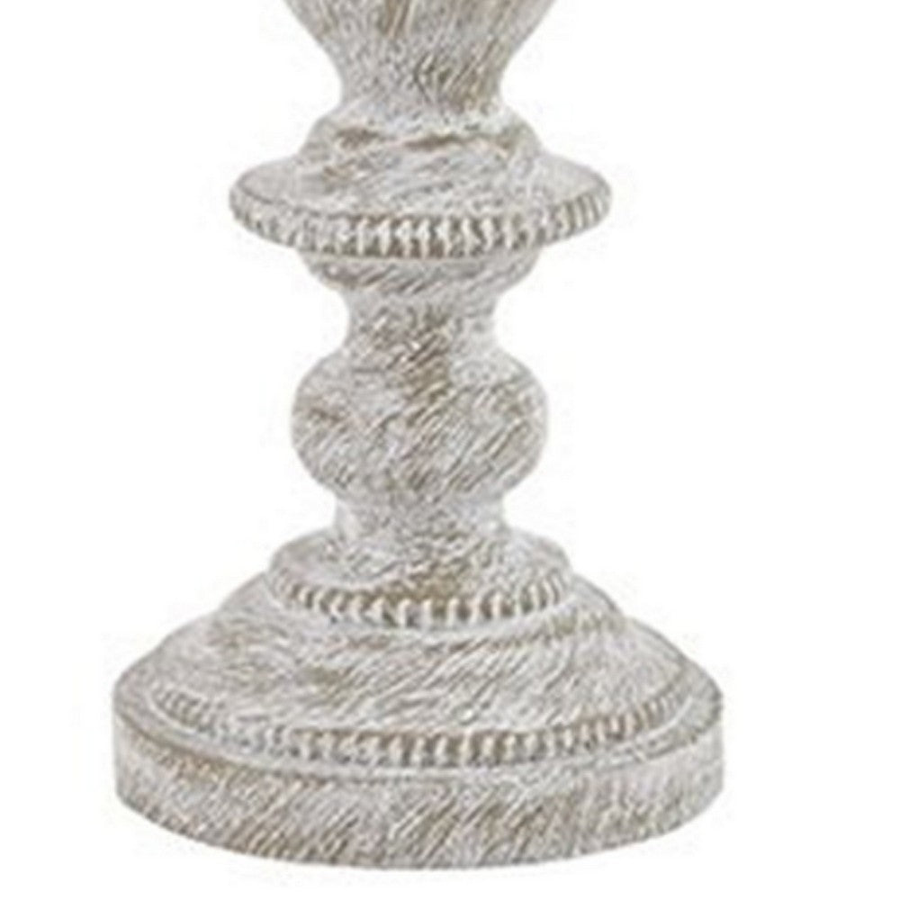 Benjara Drum Shade Table Lamp with Pedestal Base, Set of 2, Beige And Off White