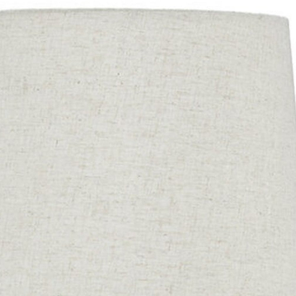 Benjara Fabric Shade Table Lamp with Textured Base, Set of 2, White And Black