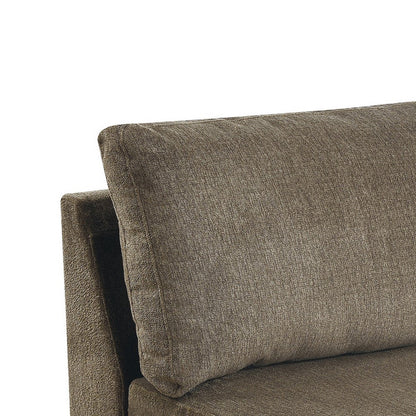 Benjara Fabric Armless Chair with Loose Back Pillows, Brown