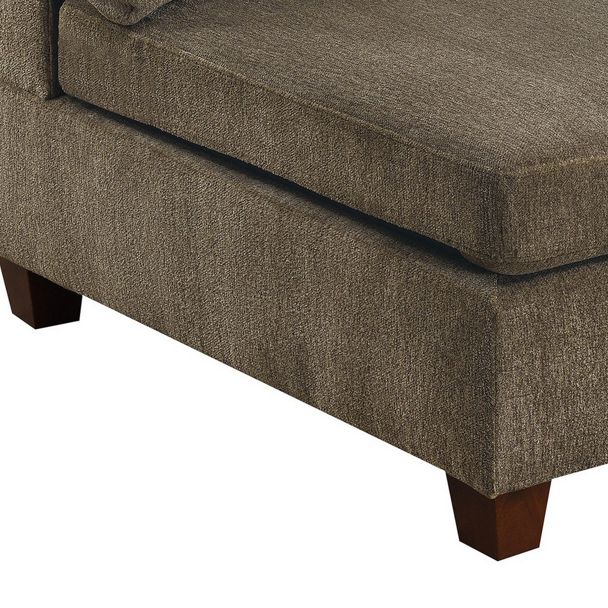 Benjara Fabric Armless Chair with Loose Back Pillows, Brown